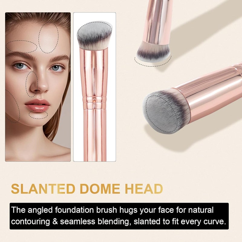 start makers Foundation Concealer Brush, Angled Professional Contour Makeup Brush Soft Dense for Liquid Cream Powder Makeup, Flawless Blending & Coverage, Champagne Gold - Image 4